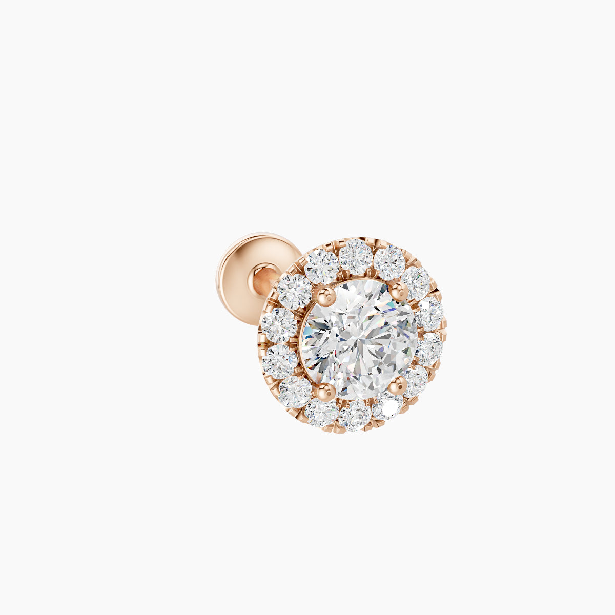 Eirene | 18k Rose Gold 6.5 mm 8 mm Halo Round Diamond Piercing