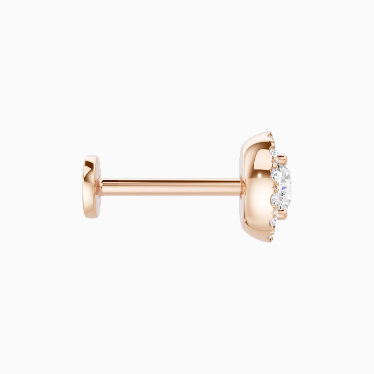 Eirene | 18k Rose Gold 6.5 mm 8 mm Halo Round Diamond Piercing