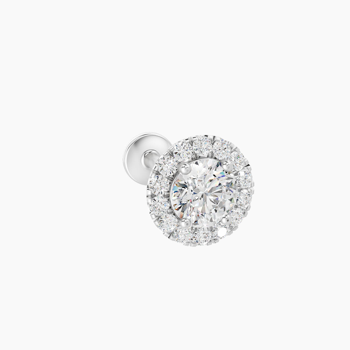 Eirene | 18k White Gold 6.5 mm 8 mm Halo Round Diamond Piercing