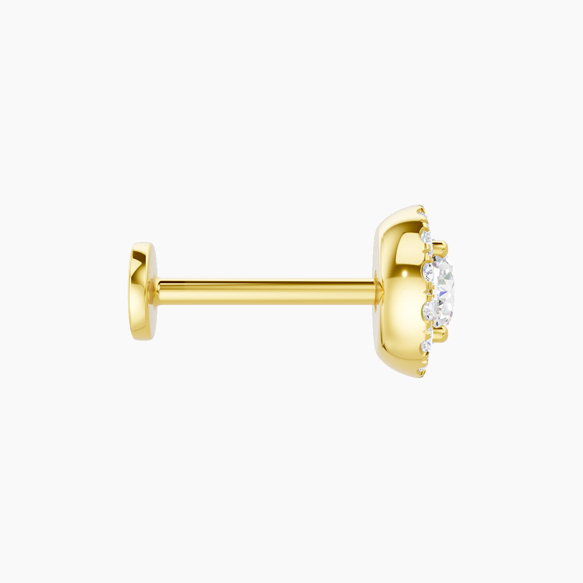 Eirene | 18k Yellow Gold 6.5 mm 8 mm Halo Round Diamond Piercing