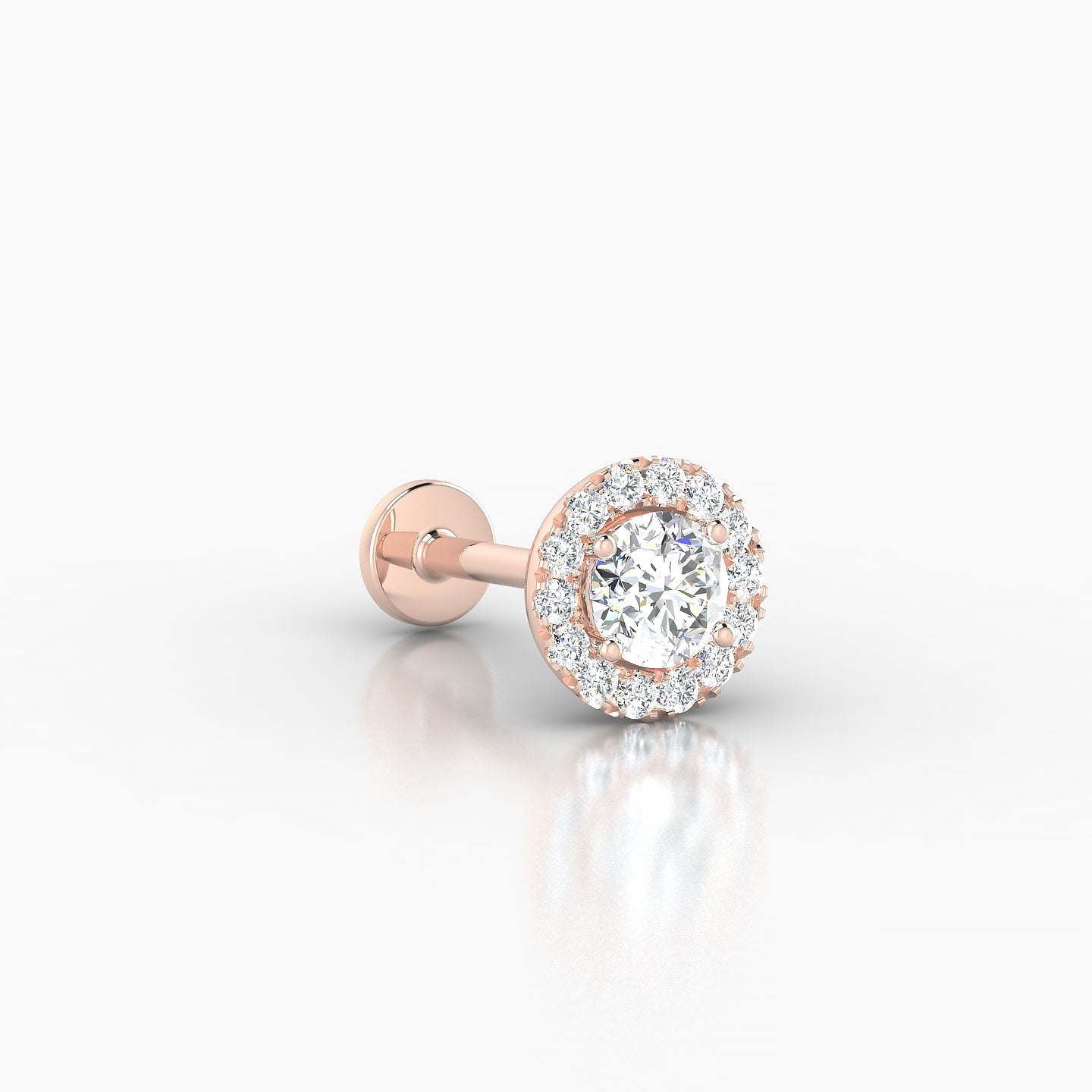 Eirene | 18k Rose Gold 7 mm 8 mm Halo Round Diamond Piercing