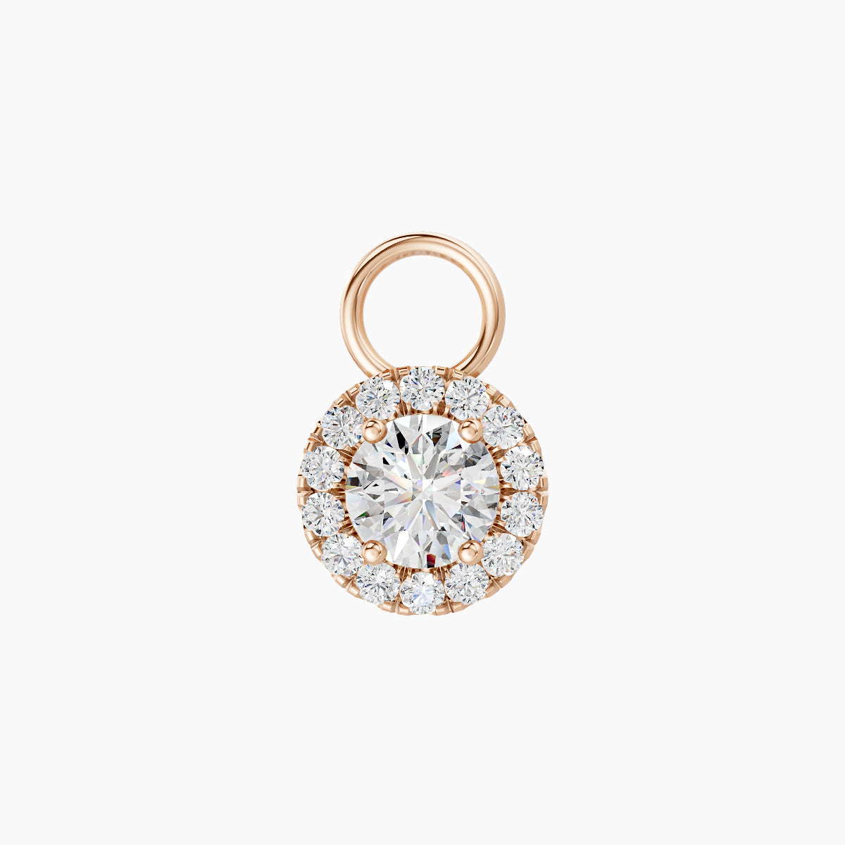 Eirene | 18k Rose Gold 6.5 mm Halo Round Diamond Charm
