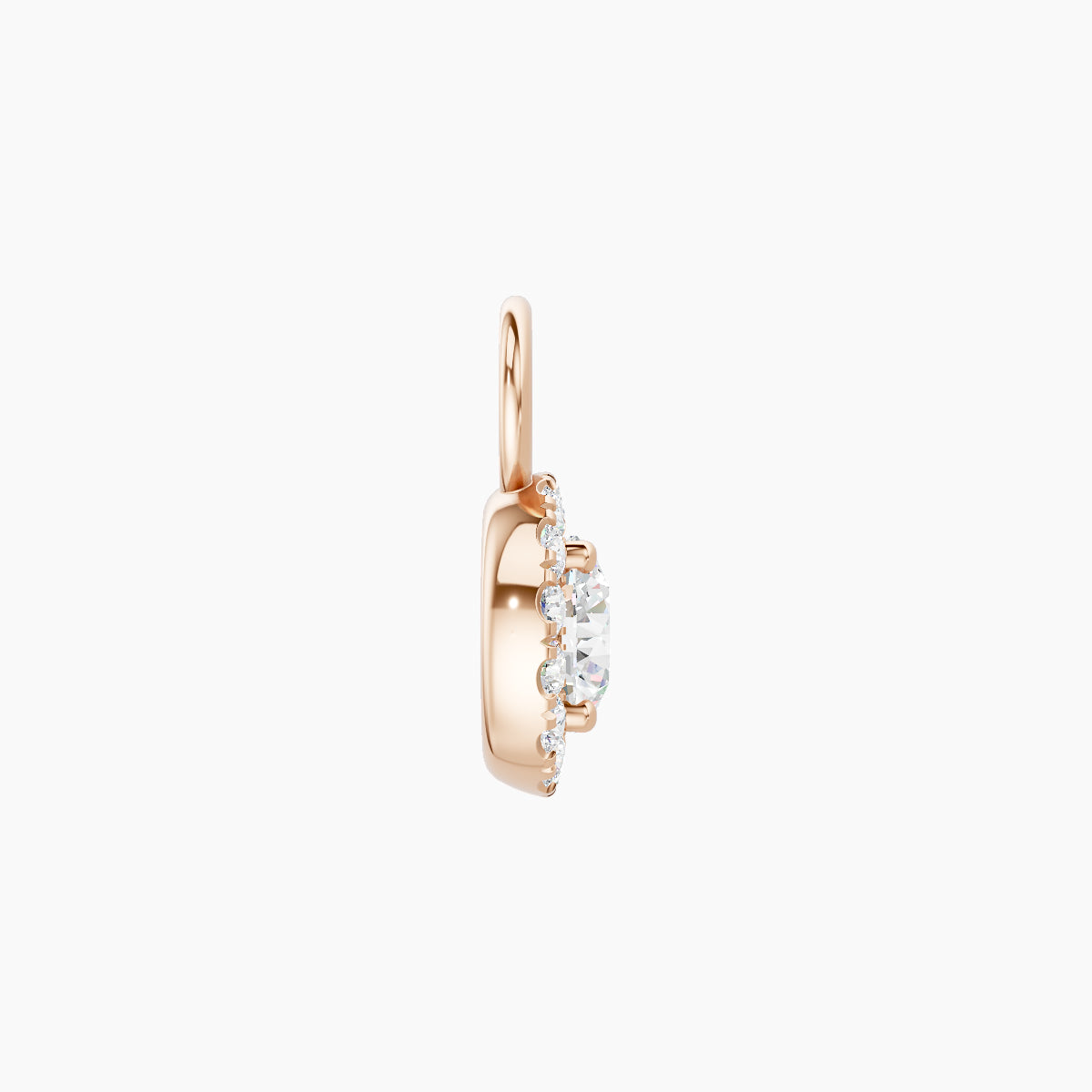 Eirene | 18k Rose Gold 6.5 mm Halo Round Diamond Charm