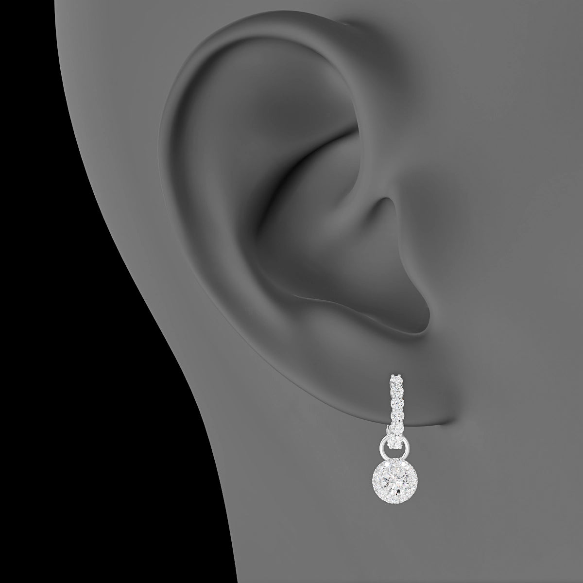 Eirene | 18k White Gold 6.5 mm Halo Round Diamond Charm