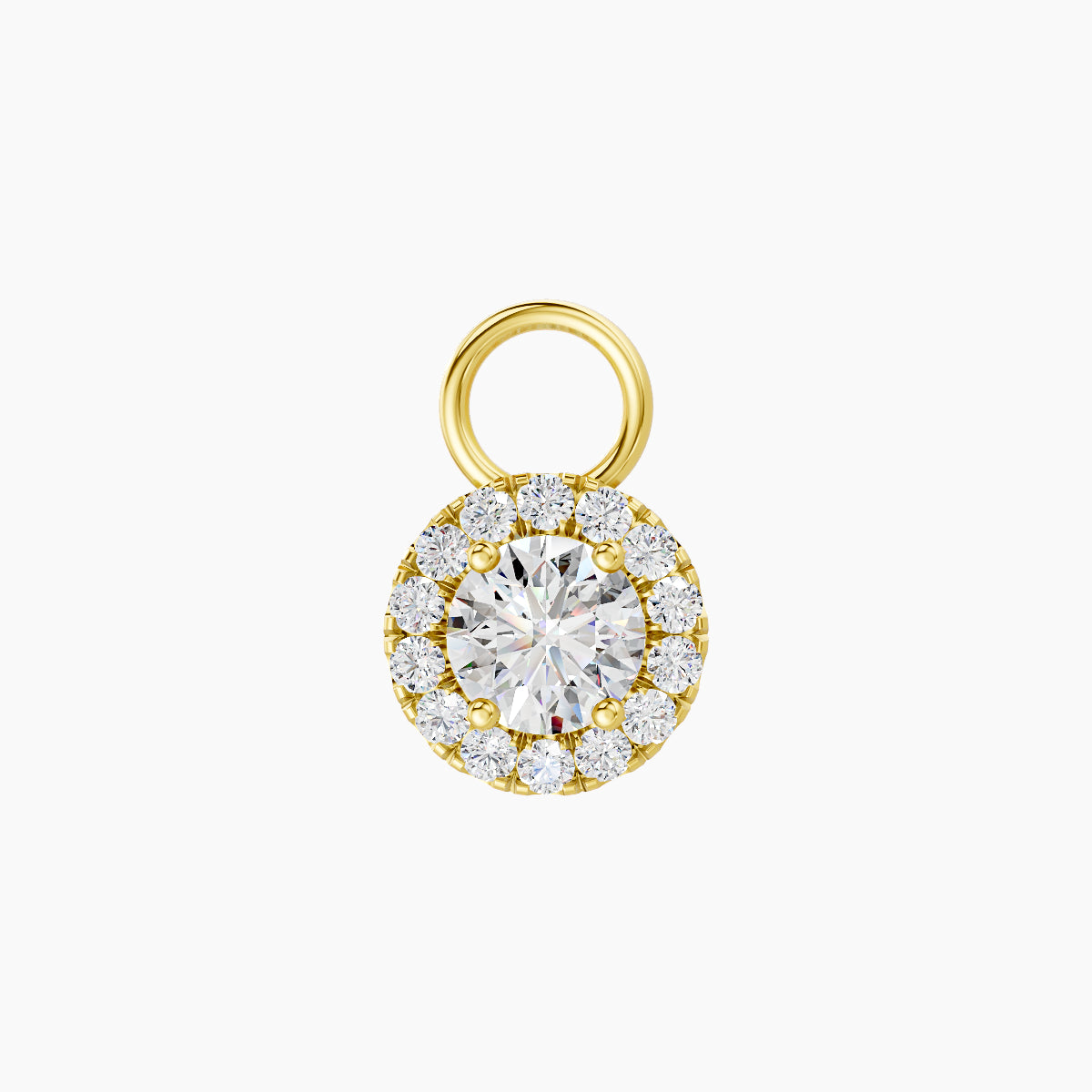 Eirene | 18k Yellow Gold 6.5 mm Halo Round Diamond Charm