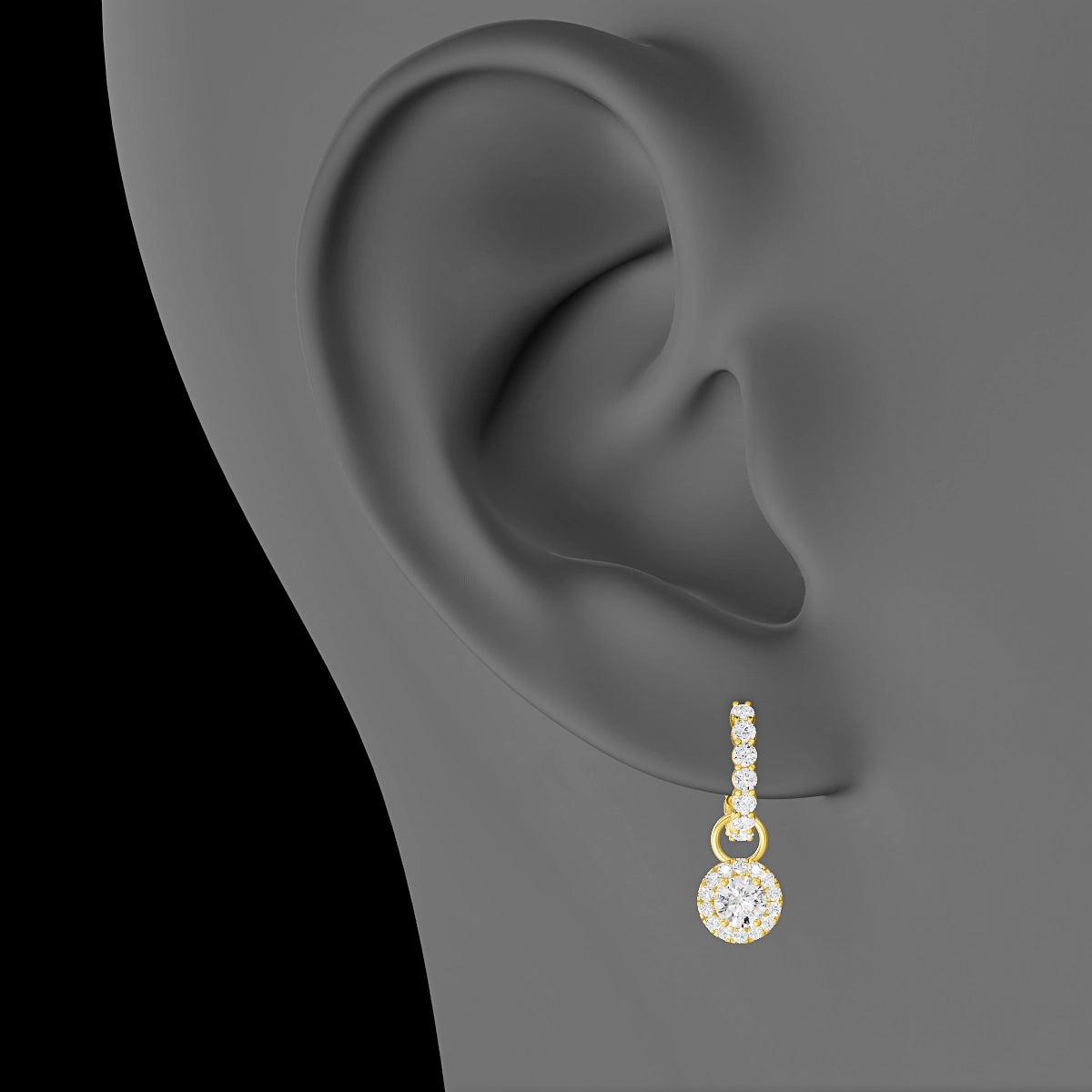 Eirene | 18k Yellow Gold 6.5 mm Halo Round Diamond Charm