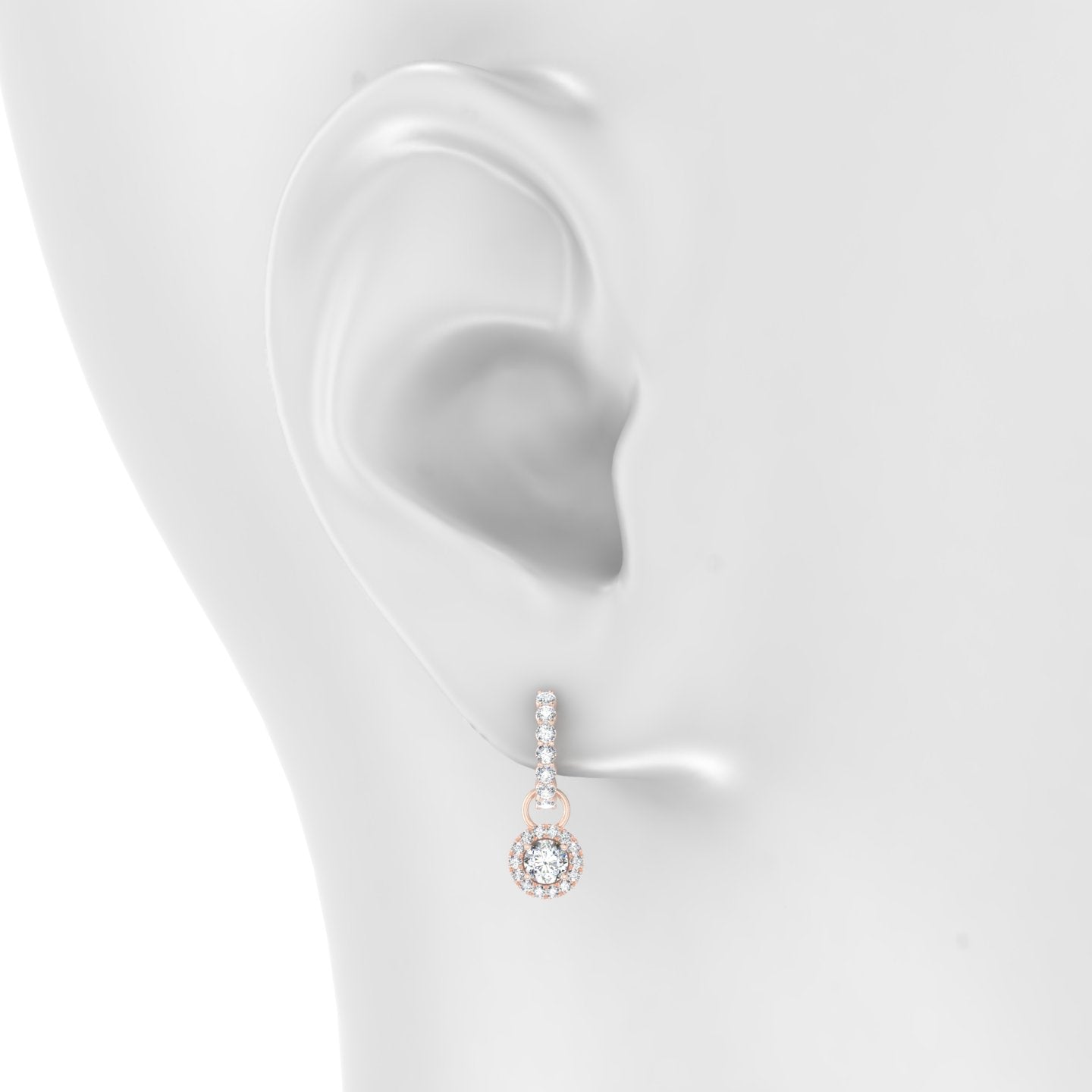Eirene | 18k Rose Gold 6.5 mm Halo Round Diamond Charm