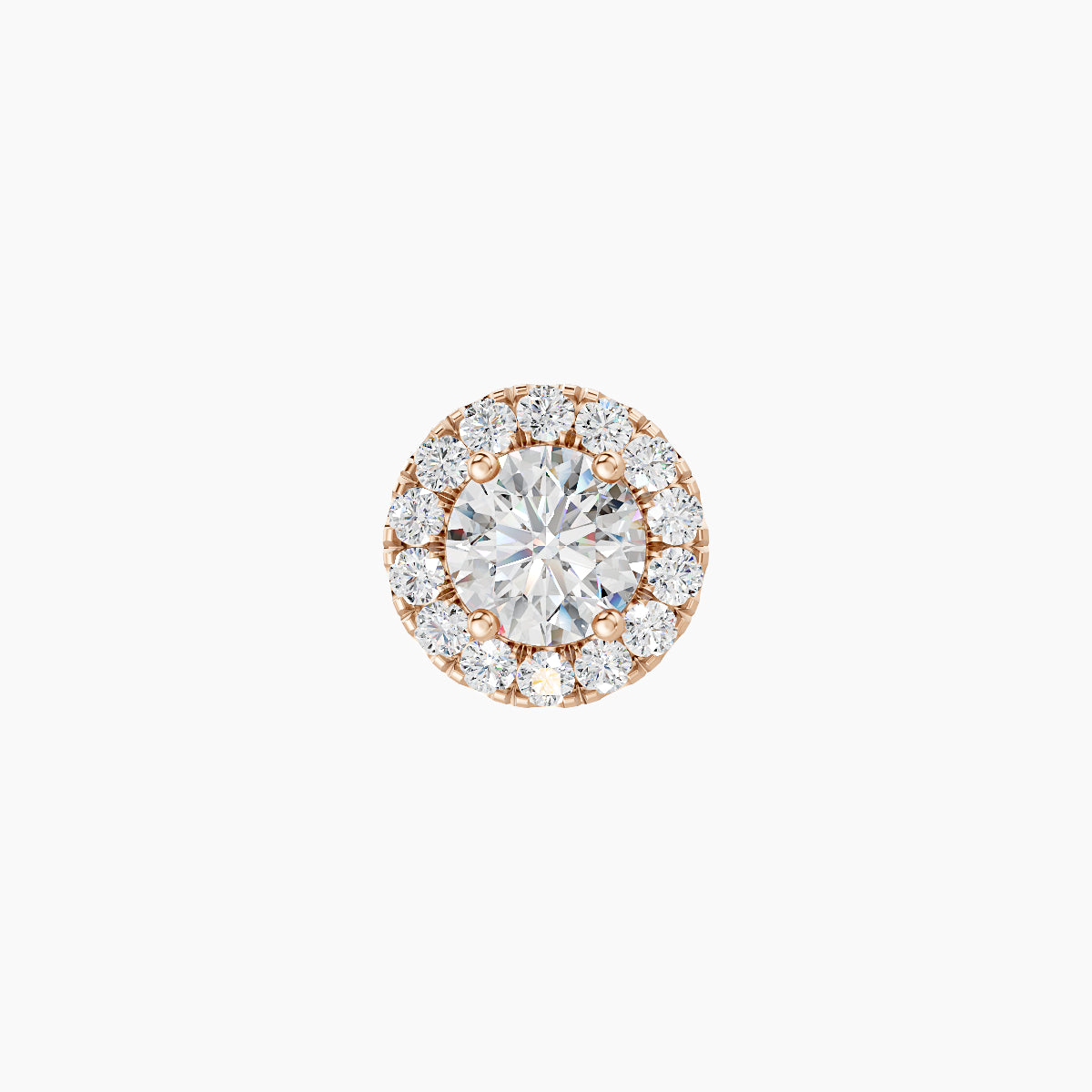 Eirene | 18k Rose Gold 6.5 mm Halo Round Diamond Earring