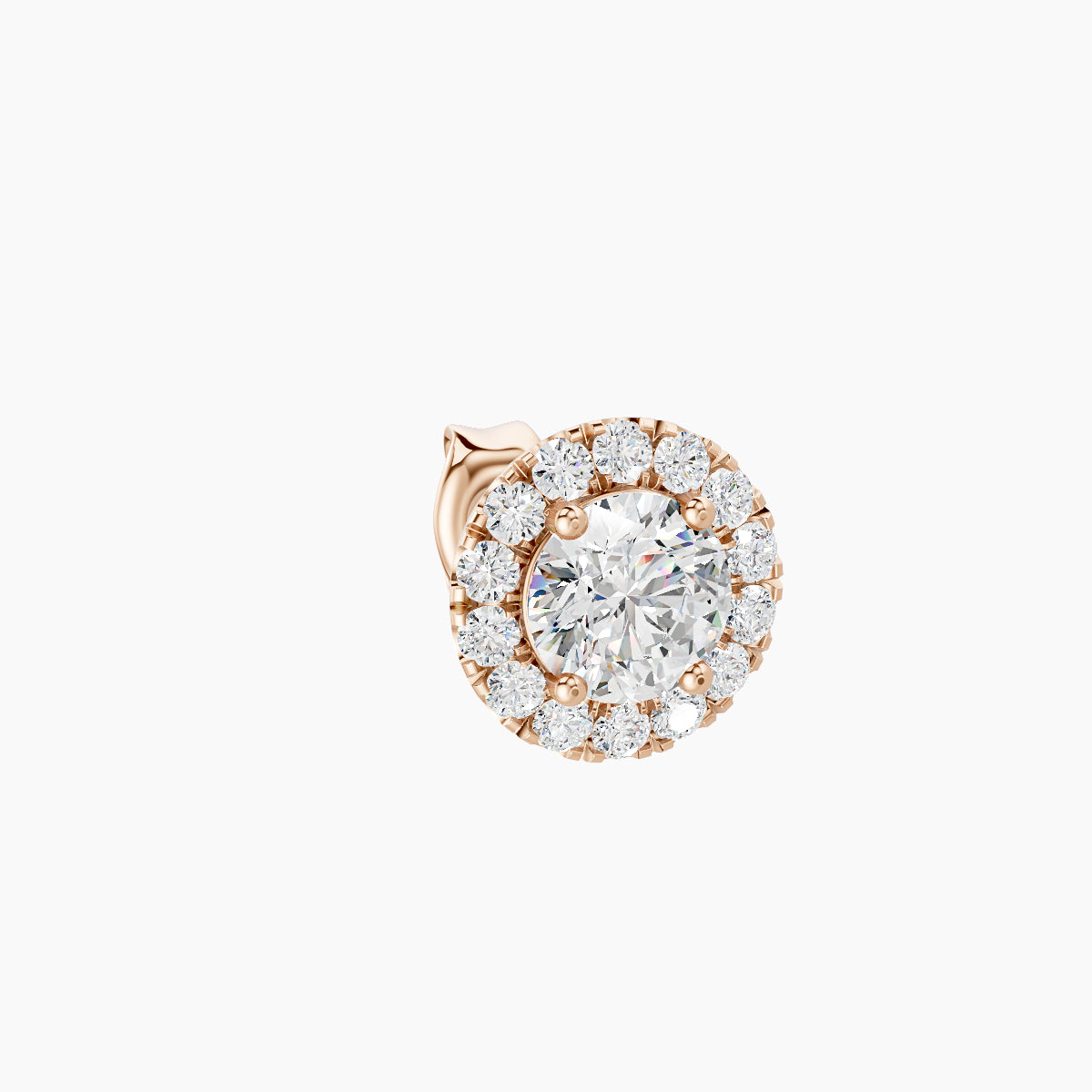 Eirene | 18k Rose Gold 6.5 mm Halo Round Diamond Earring