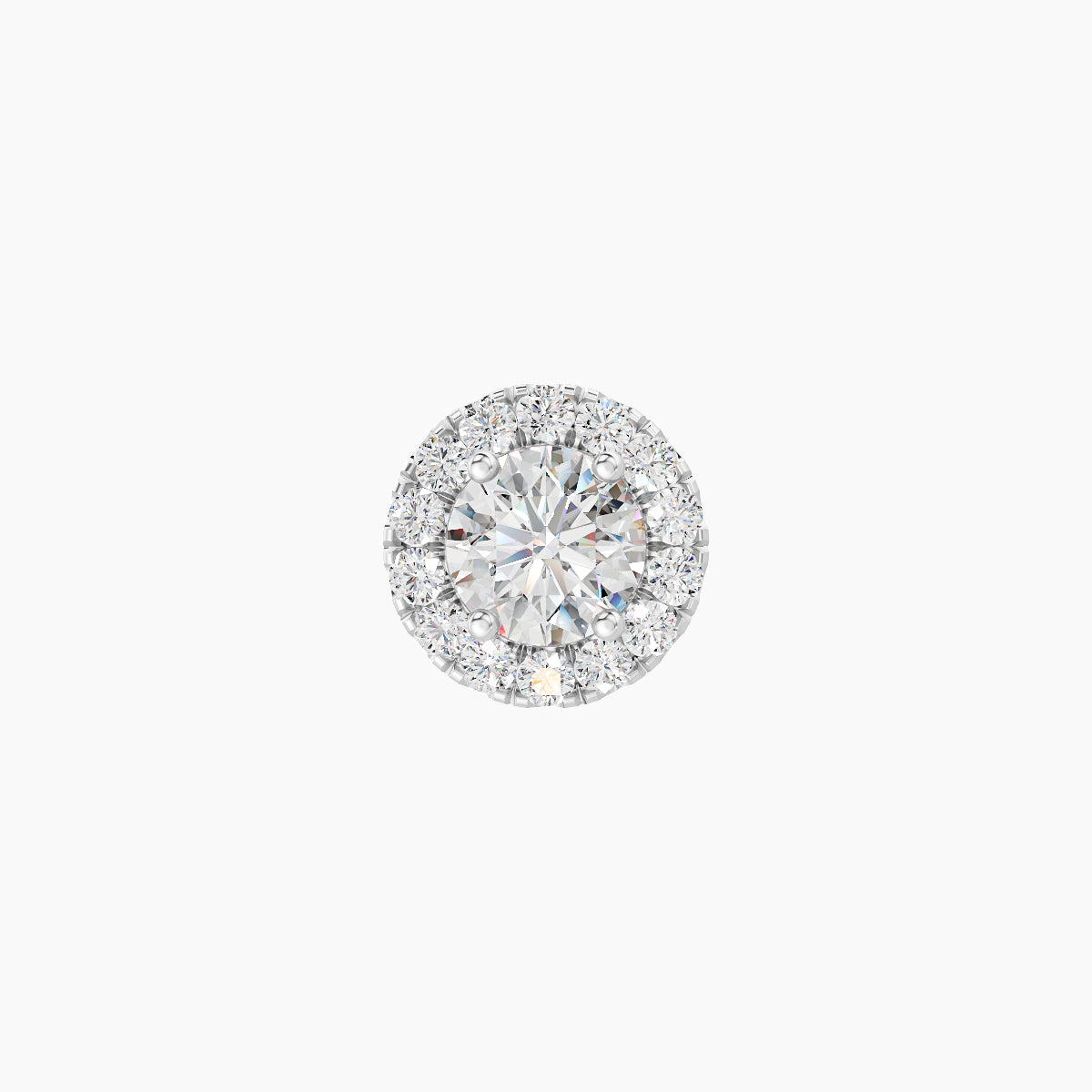 Eirene | 18k White Gold 6.5 mm Halo Round Diamond Earring