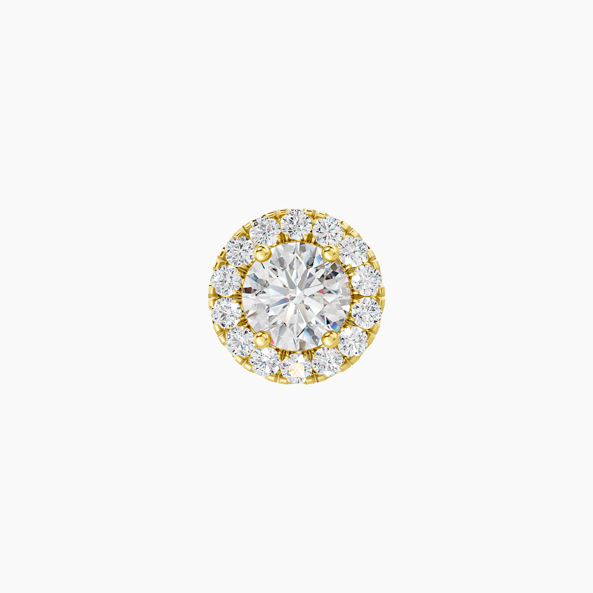 Eirene | 18k Yellow Gold 6.5 mm Halo Round Diamond Earring