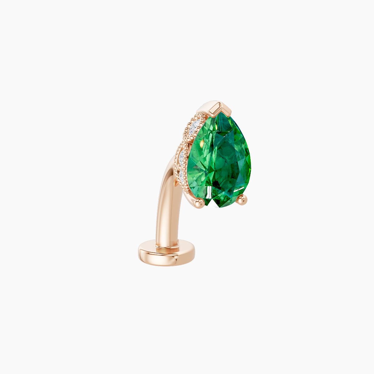 Elvira | 18k Rose Gold 10 mm 7 mm Emerald & Diamond Floating Navel Piercing