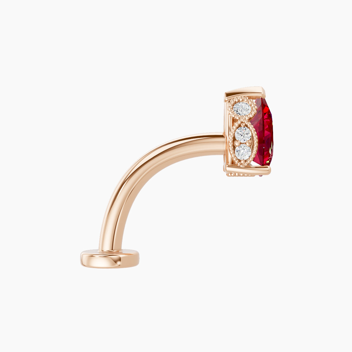 Elvira | 18k Rose Gold 10 mm 7 mm Ruby & Diamond Floating Navel Piercing