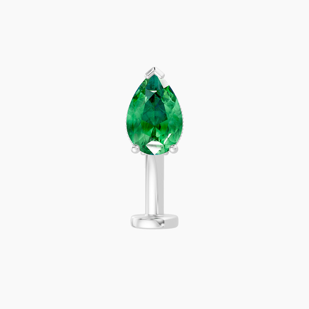 Elvira | 18k White Gold 10 mm 7 mm Emerald & Diamond Floating Navel Piercing