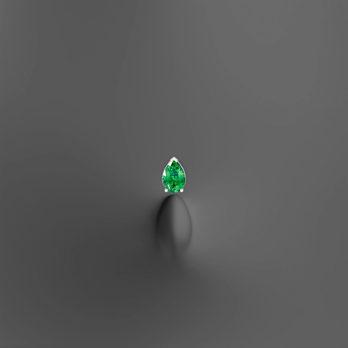 Elvira | 18k White Gold 10 mm 7 mm Emerald & Diamond Floating Navel Piercing