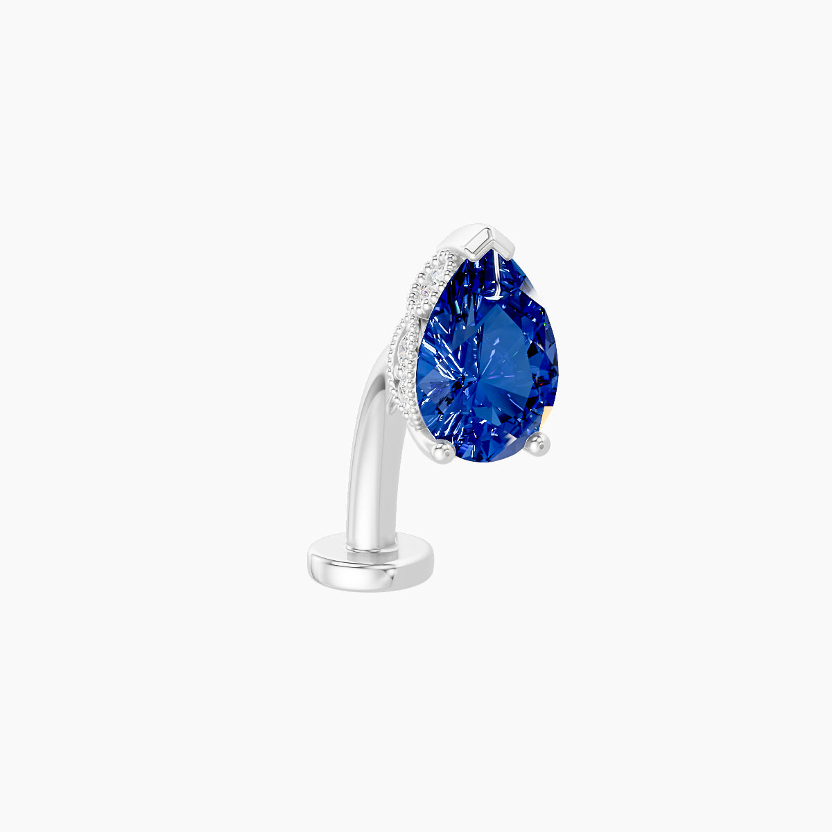 Elvira | 18k White Gold 10 mm 7 mm Sapphire & Diamond Floating Navel Piercing