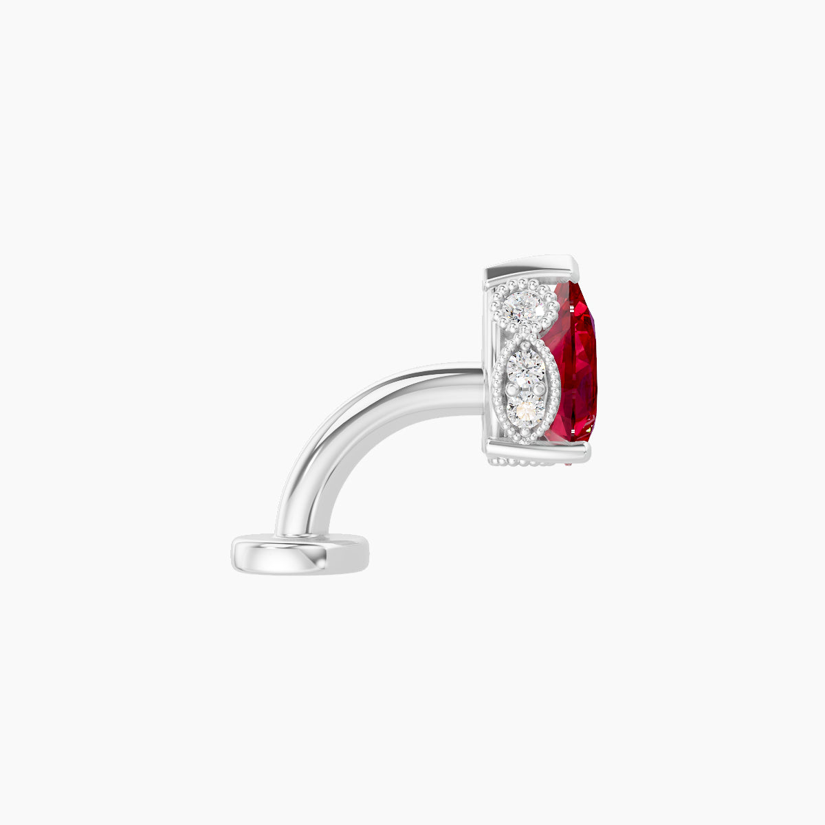 Elvira | 18k White Gold 6 mm 7 mm Ruby & Diamond Floating Navel Piercing