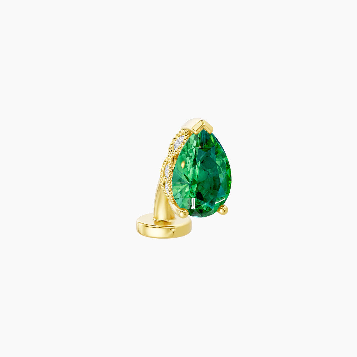 Elvira | 18k Yellow Gold 6 mm 7 mm Emerald & Diamond Floating Navel Piercing
