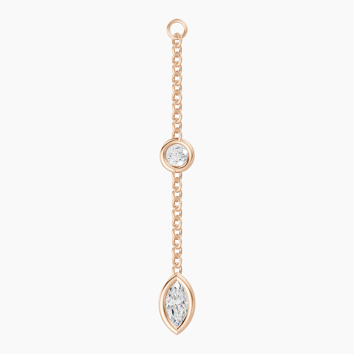 Enyo | 18k Rose Gold 25 mm Marquise Diamond Chain Charm