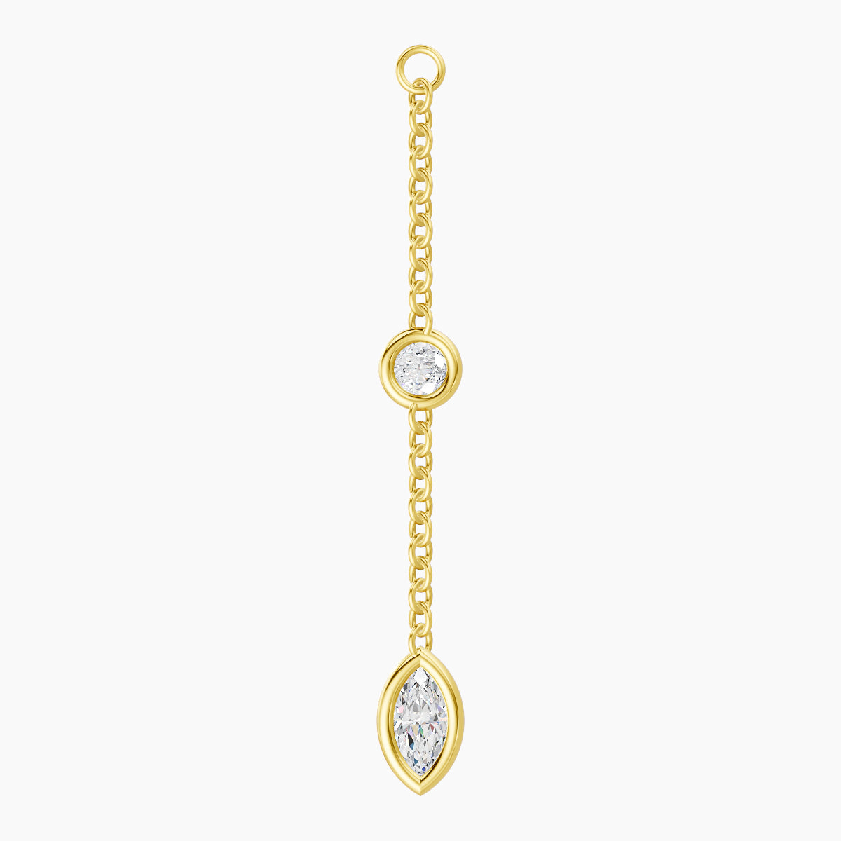 Enyo | 18k Yellow Gold 25 mm Marquise Diamond Chain Charm