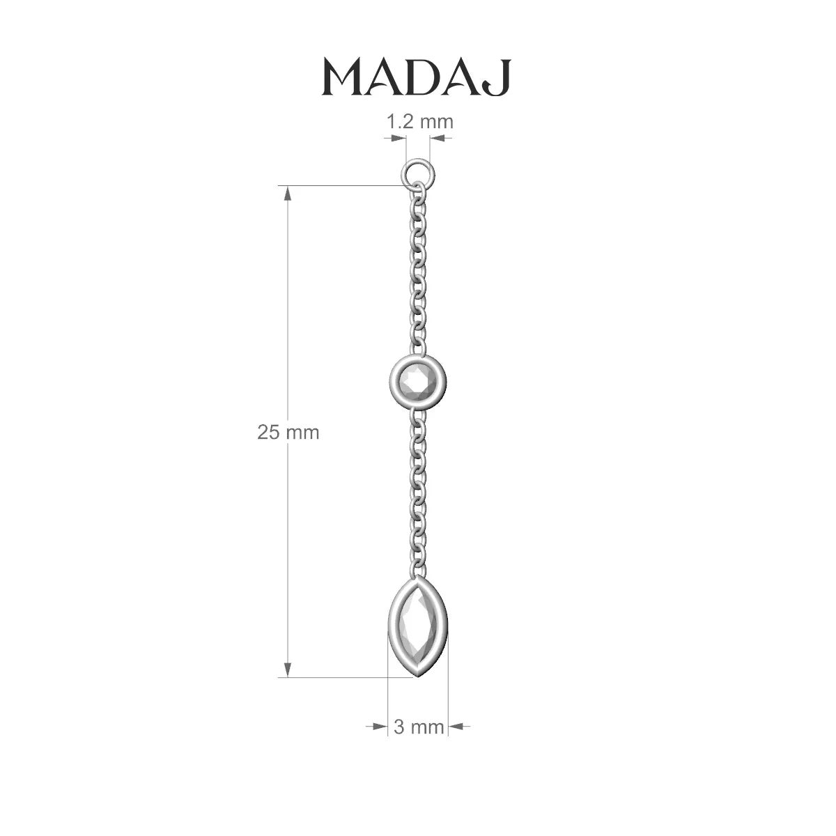 Enyo | 18k White Gold 25 mm Marquise Diamond Chain Charm