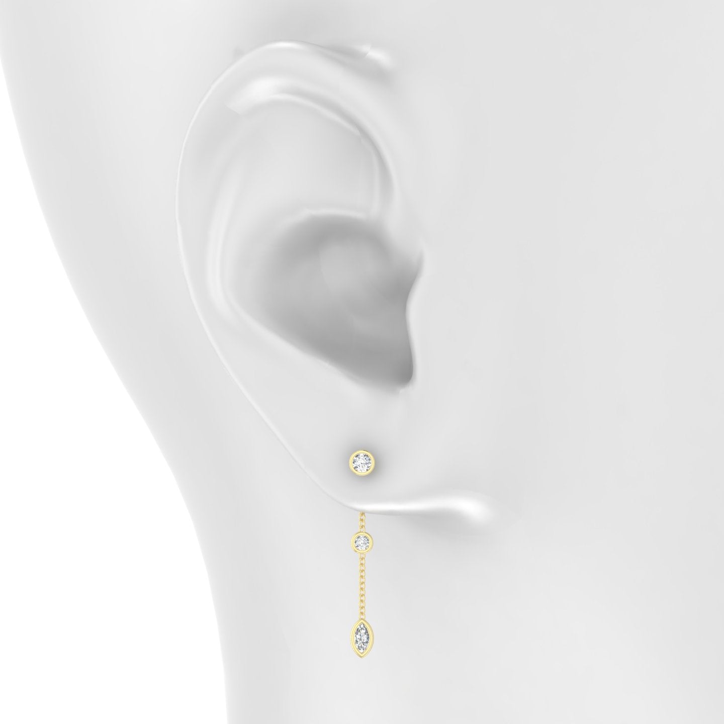 Enyo | 18k Yellow Gold 25 mm Marquise Diamond Chain Charm