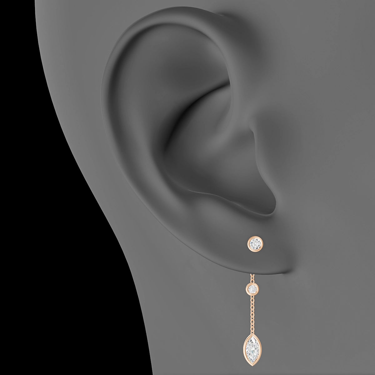 Enyo | 18k Rose Gold 27 mm Marquise Diamond Chain Charm