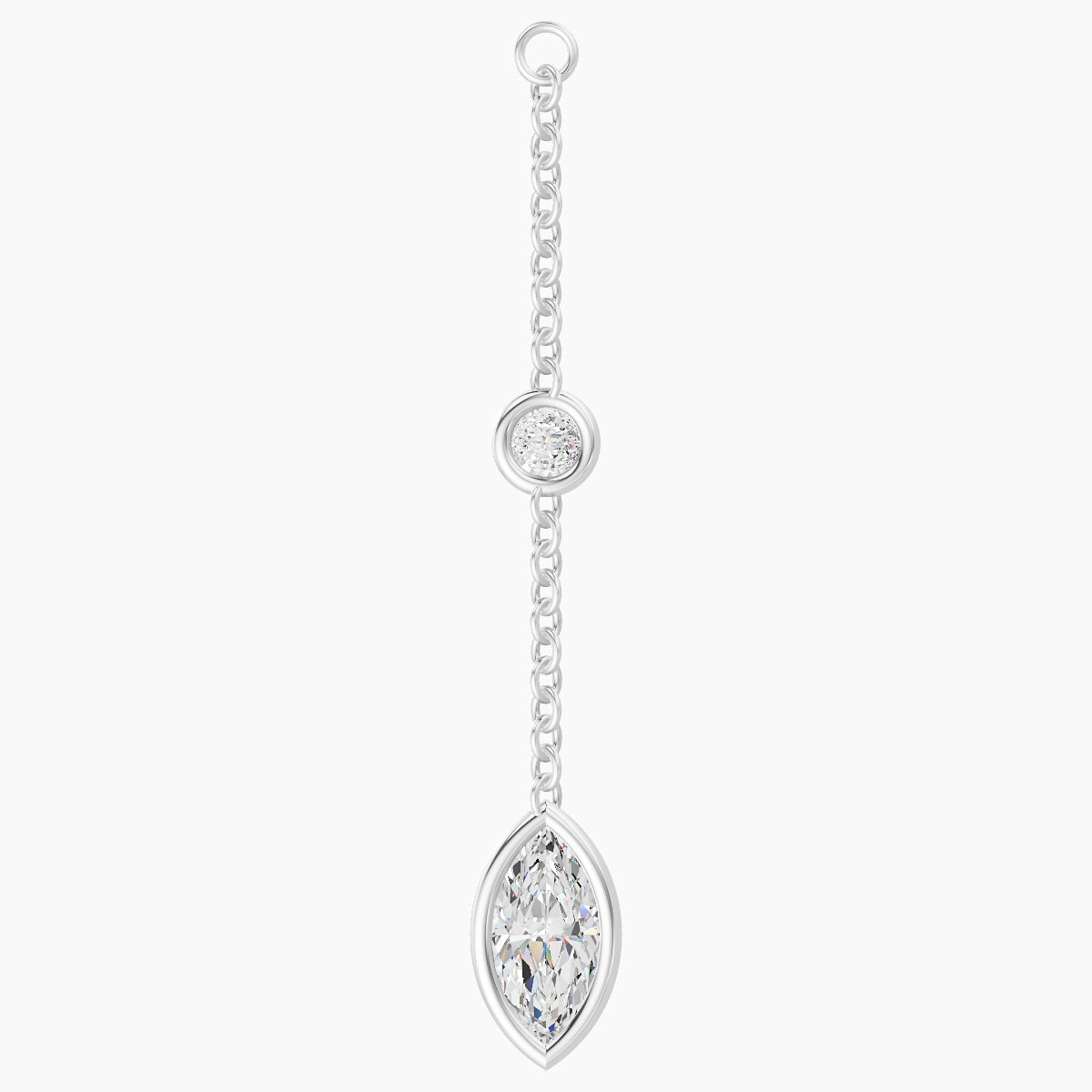 Enyo | 18k White Gold 28 mm Marquise Diamond Chain Charm