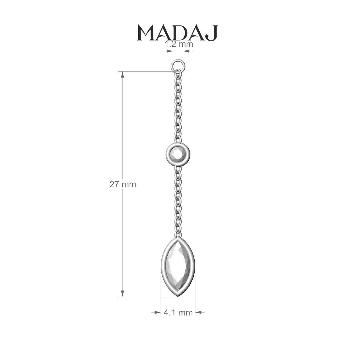 Enyo | 18k White Gold 27 mm Marquise Diamond Chain Charm