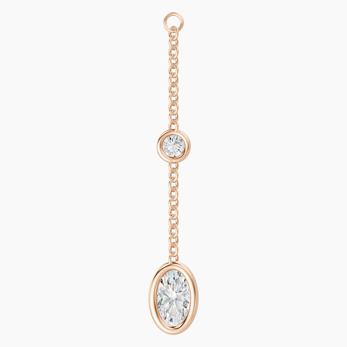 Enyo | 18k Rose Gold 28 mm Oval Diamond Chain Charm