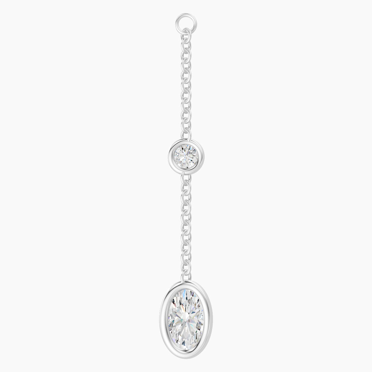 Enyo | 18k White Gold 28 mm Oval Diamond Chain Charm