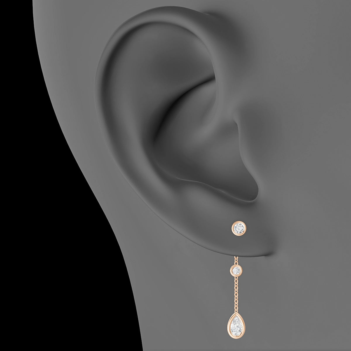 Enyo | 18k Rose Gold 26 mm Pear Diamond Chain Charm