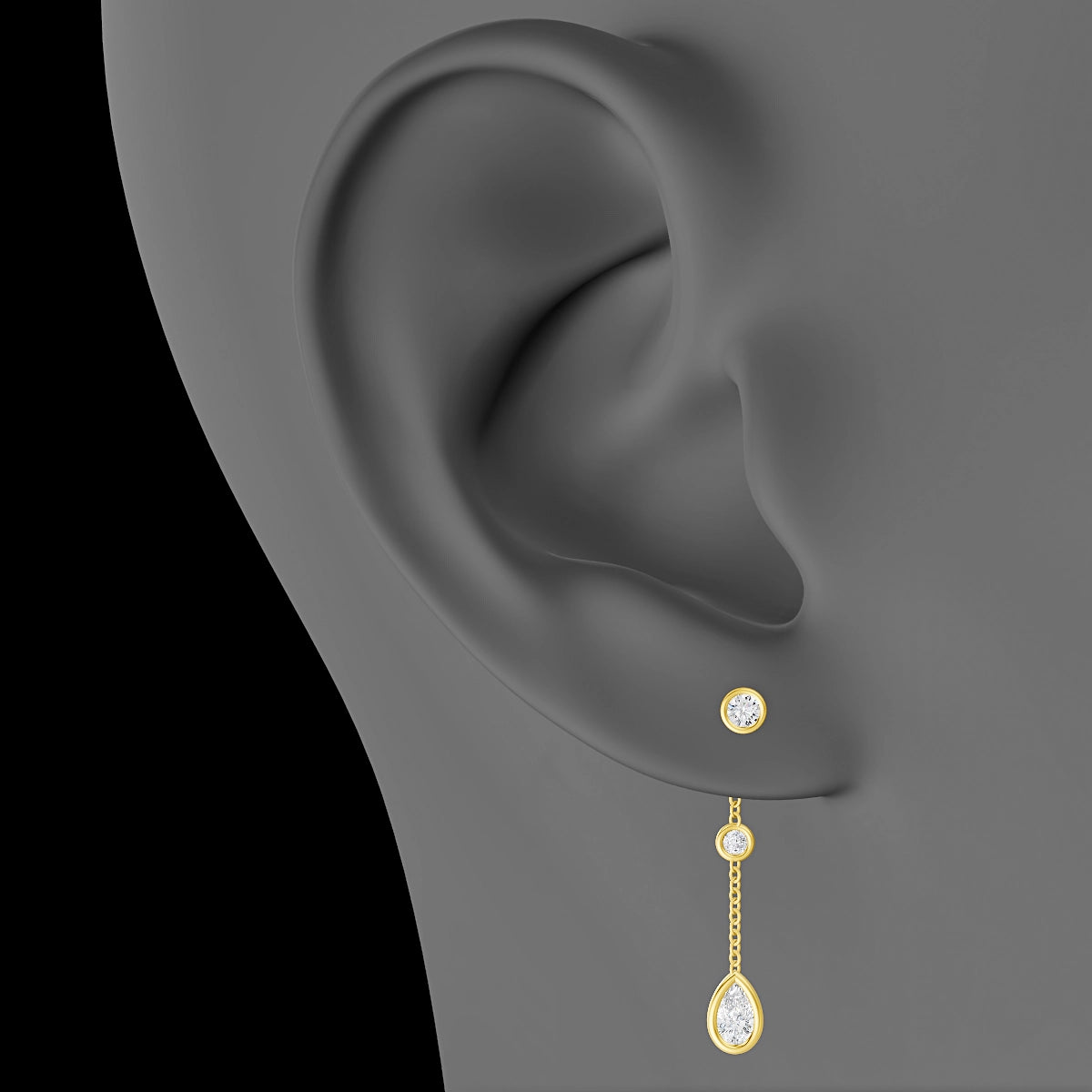 Enyo | 18k Yellow Gold 26 mm Pear Diamond Chain Charm