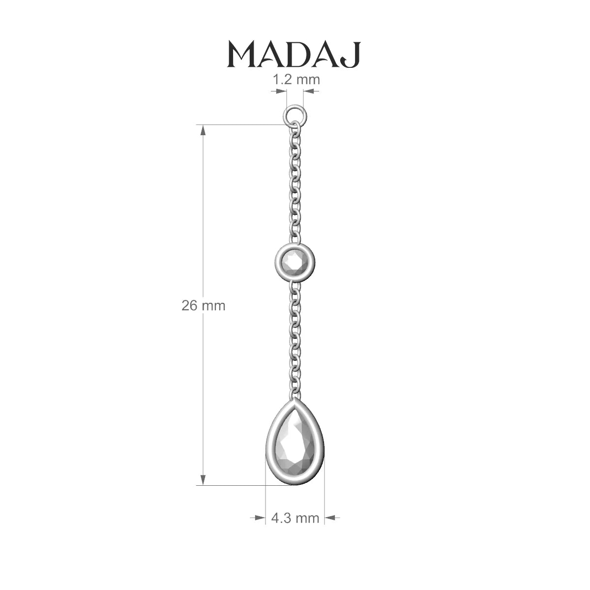 Enyo | 18k White Gold 26 mm Pear Diamond Chain Charm