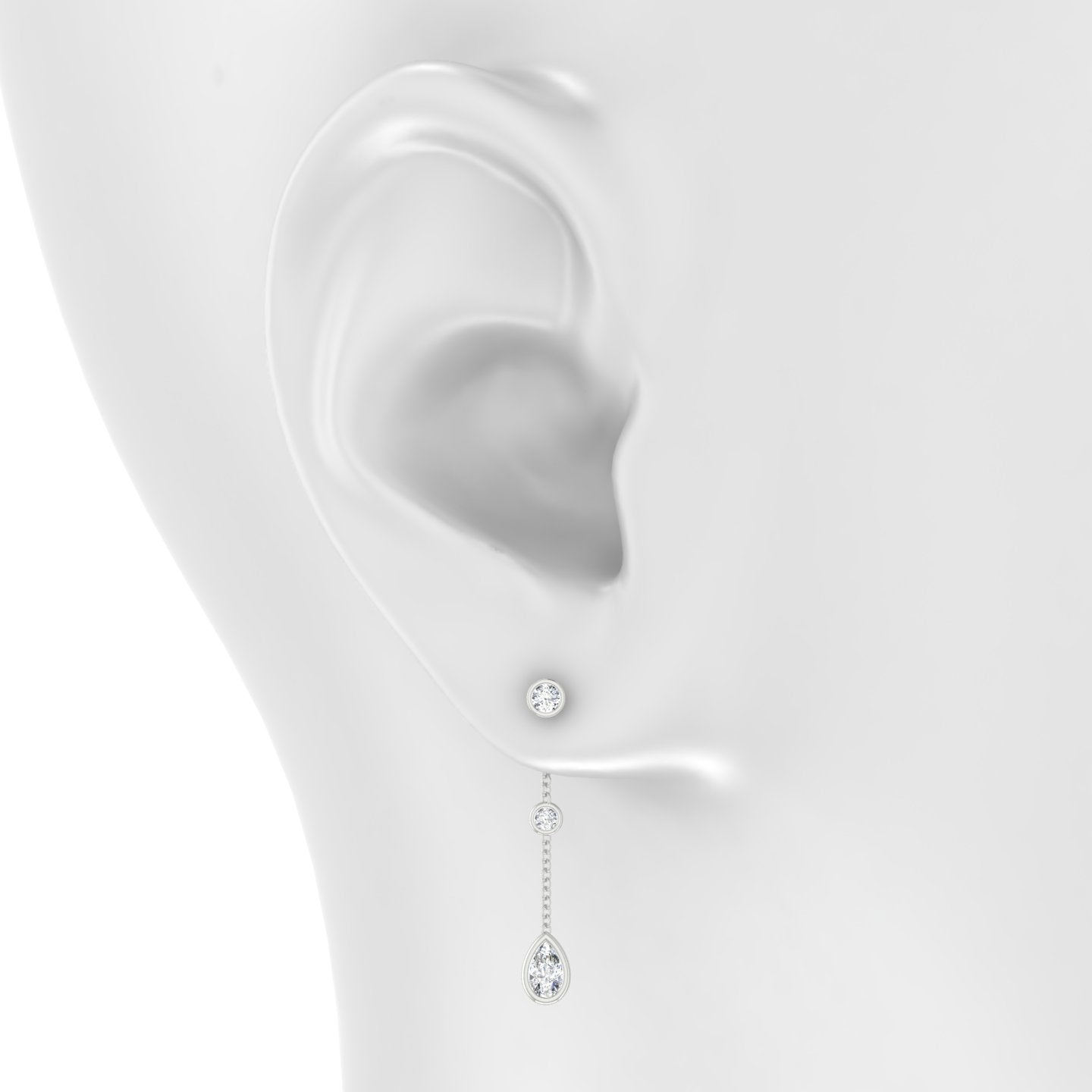 Enyo | 18k White Gold 28 mm Pear Diamond Chain Charm