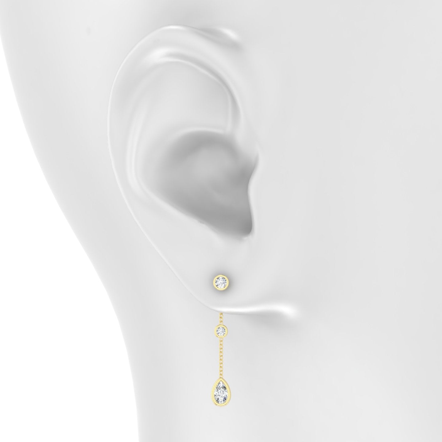 Enyo | 18k Yellow Gold 28 mm Pear Diamond Chain Charm