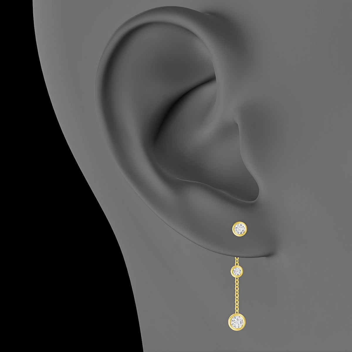 Enyo | 18k Yellow Gold 24 mm Round Diamond Chain Charm