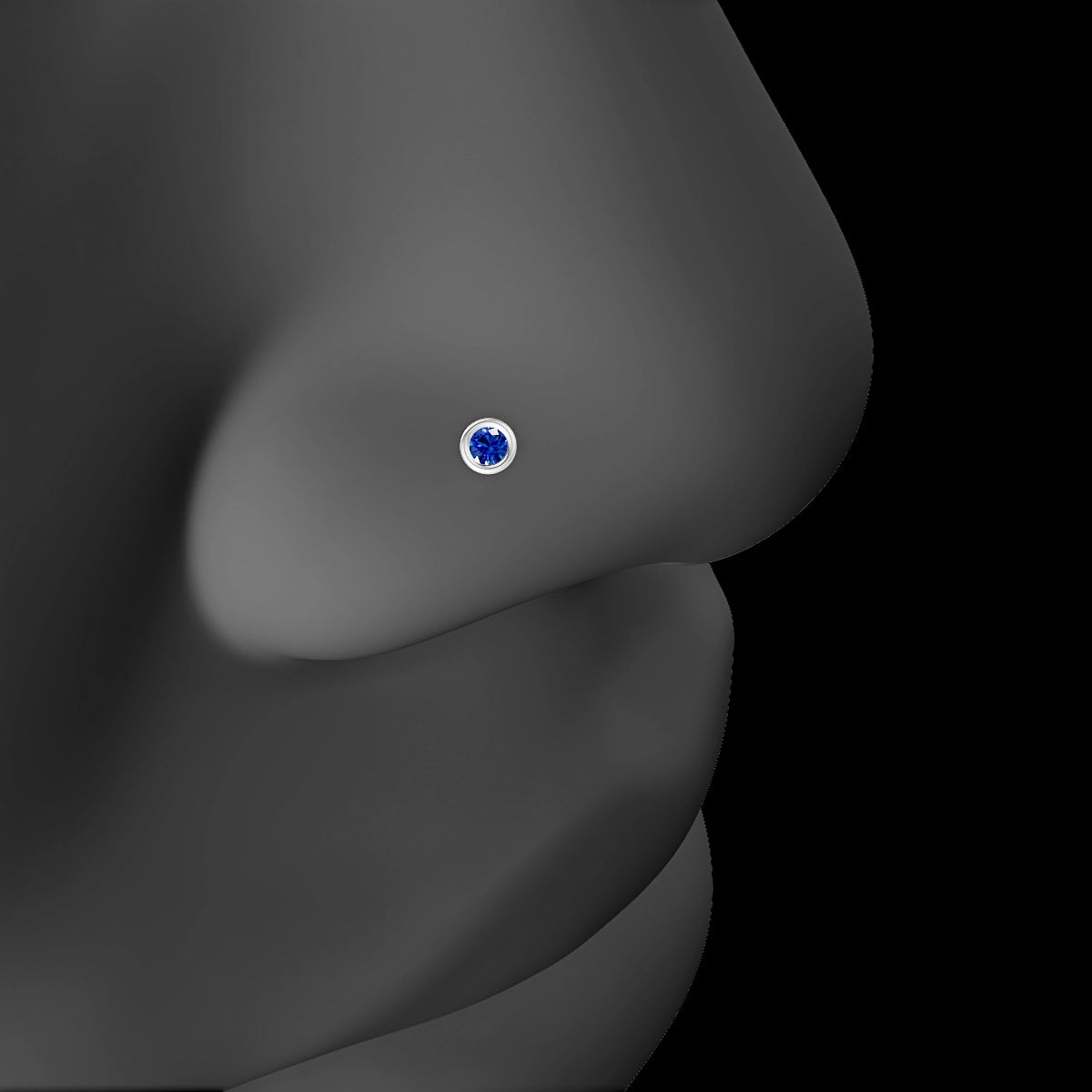 Eos | 18k White Gold 5 mm 3 mm Round Sapphire Nose Piercing