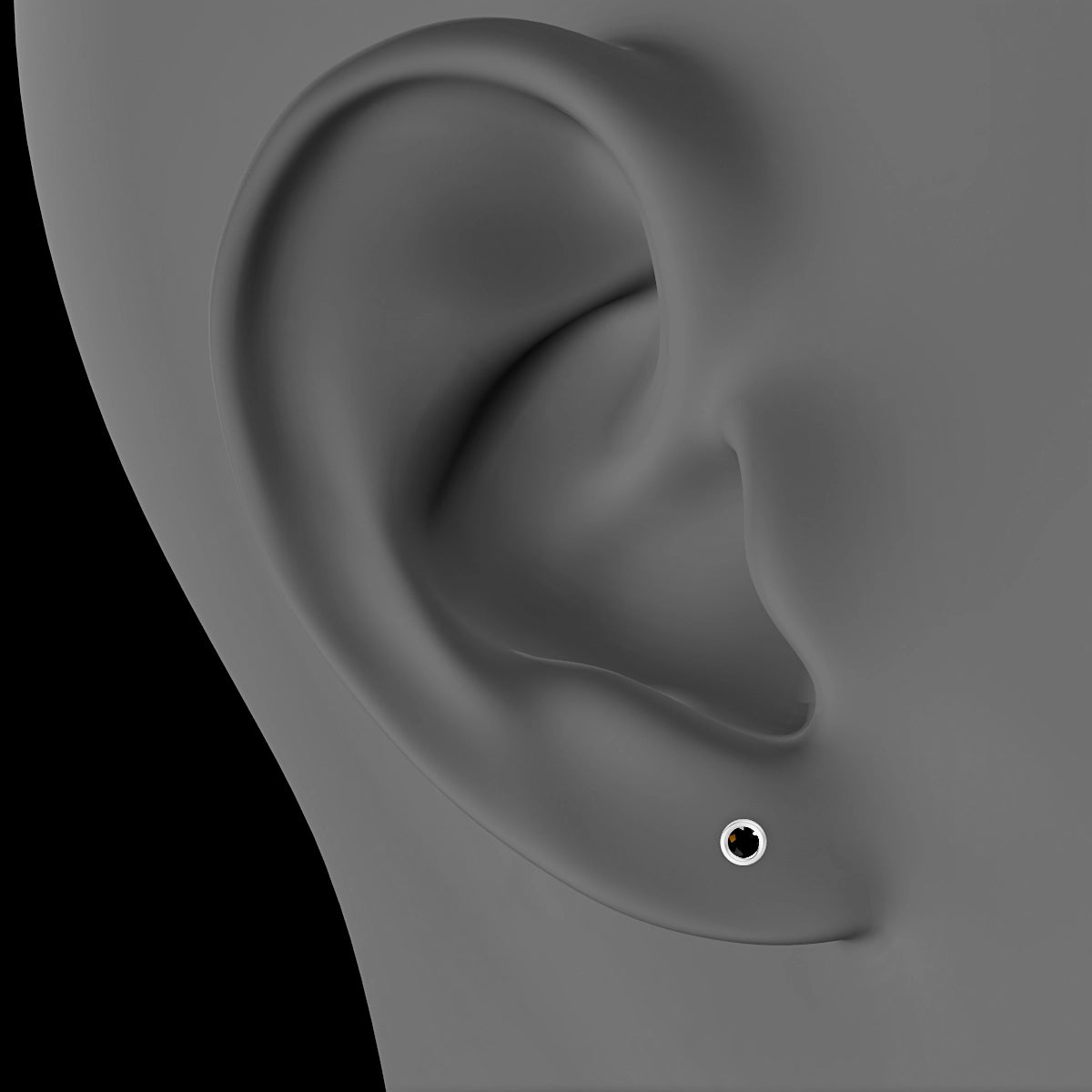 Eos | 18k White Gold 5 mm 3 mm Round Black Diamond Piercing
