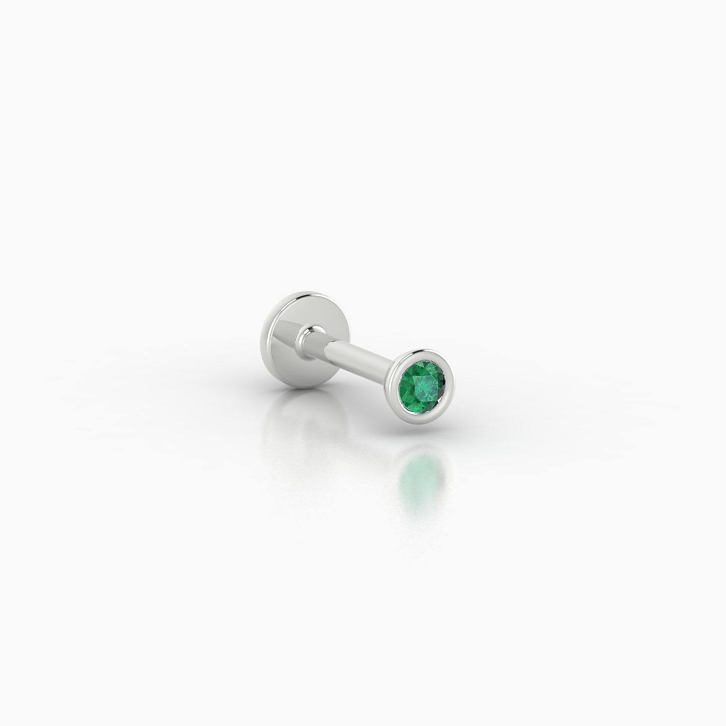 Eos | 18k White Gold 6.5 mm 3 mm Round Emerald Nostril Piercing