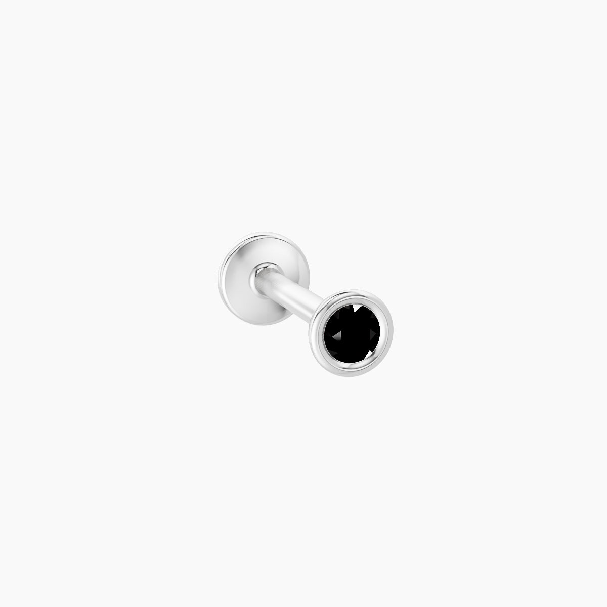Eos | 18k White Gold 8 mm 3 mm Round Black Diamond Nose Piercing