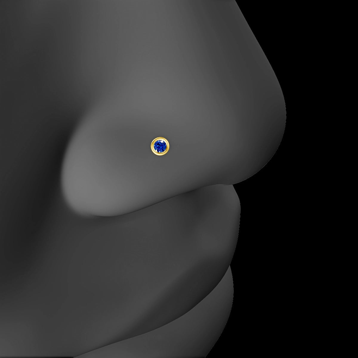 Eos | 18k Yellow Gold 8 mm 3 mm Round Sapphire Nose Piercing
