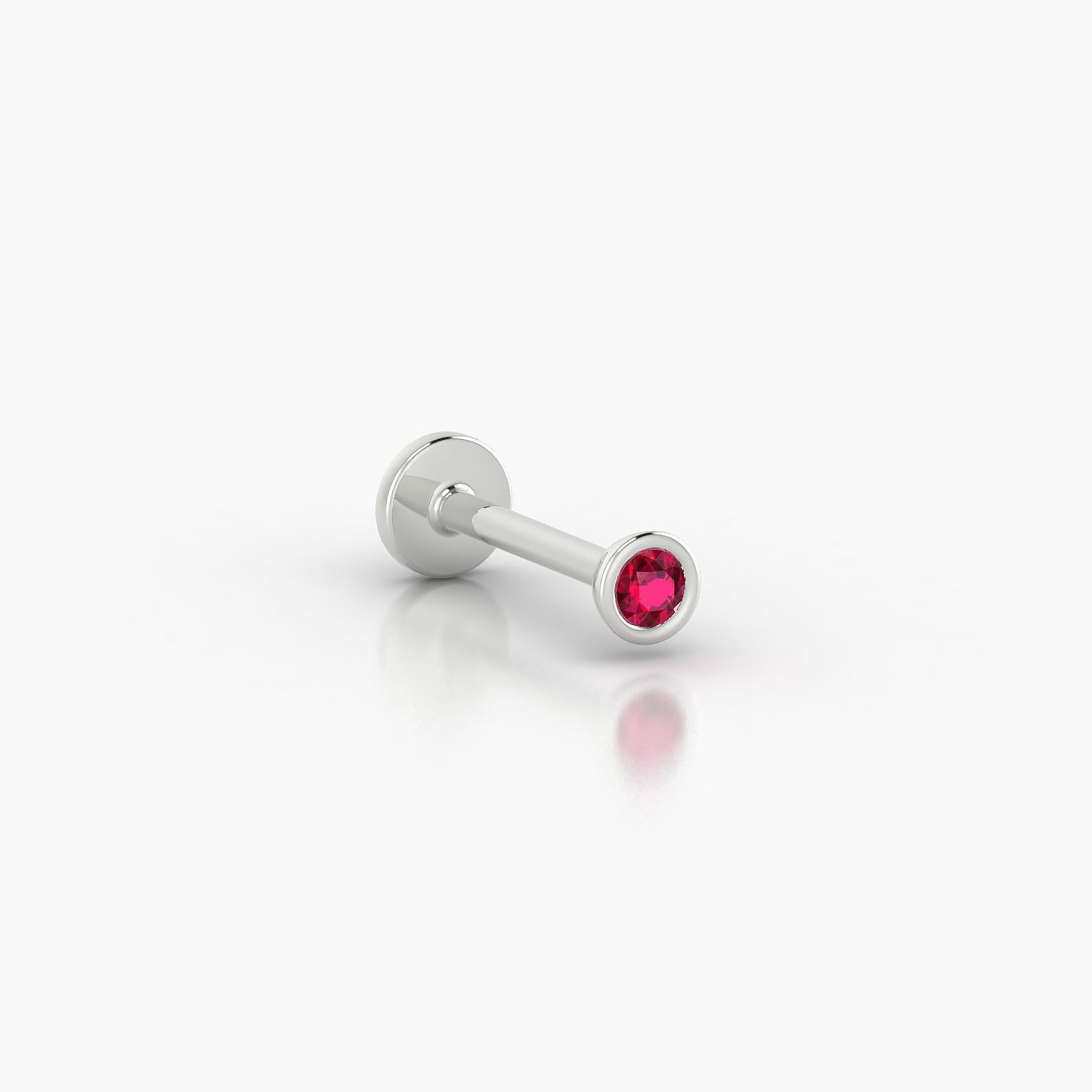 Eos | 18k White Gold 8 mm 3 mm Round Ruby Nostril Piercing