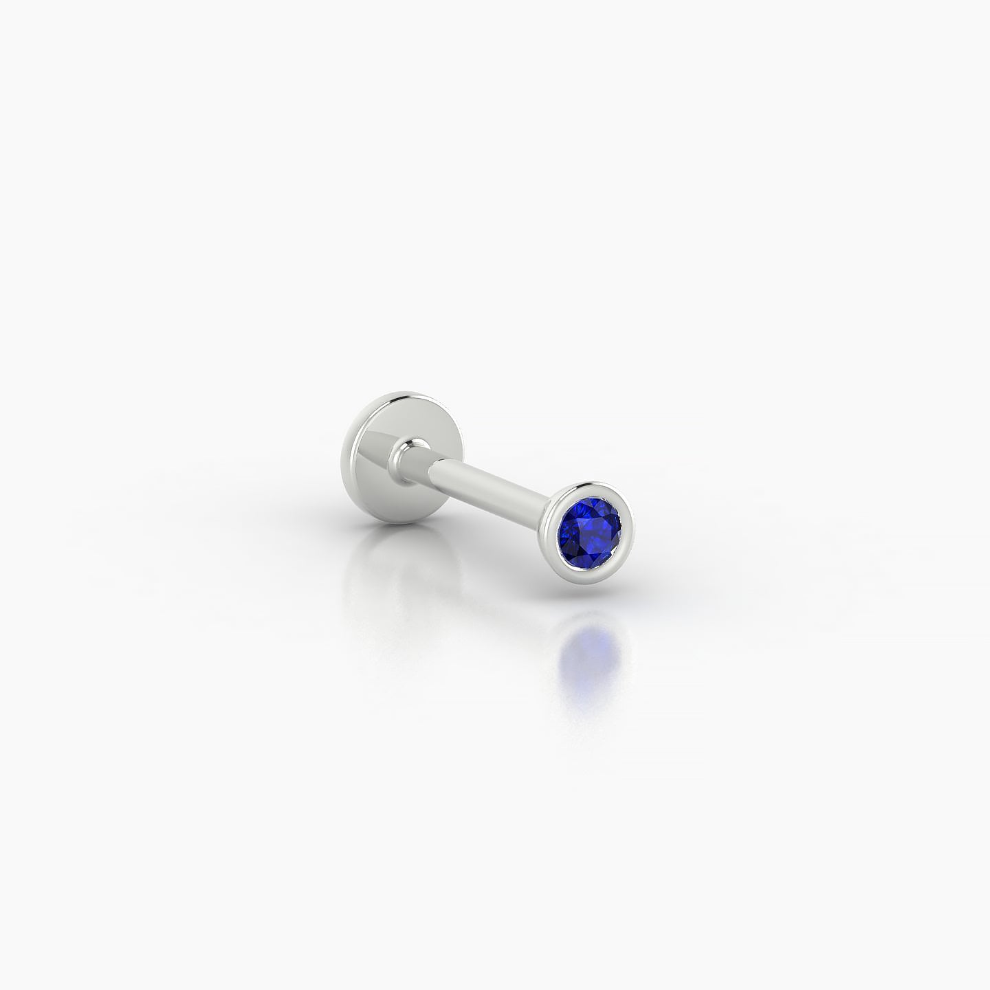 Eos | 18k White Gold 8 mm 3 mm Round Sapphire Nostril Piercing