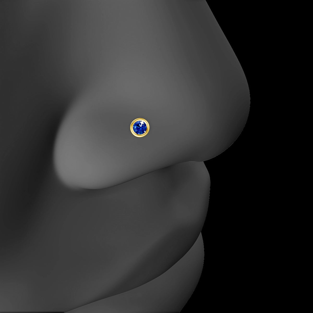 Eos | 18k Yellow Gold 6.5 mm 3.5 mm Round Sapphire Nose Piercing