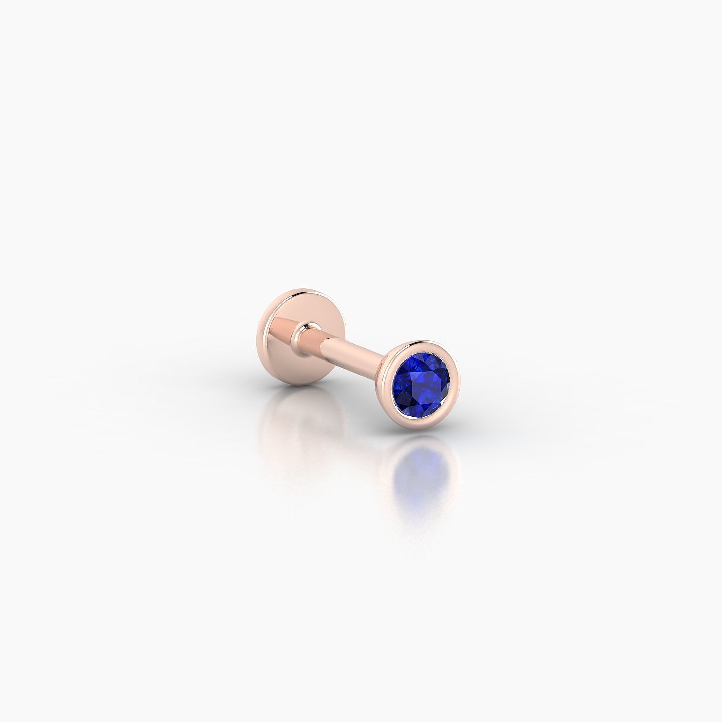 Eos | 18k Rose Gold 6.5 mm 3.5 mm Round Sapphire Nostril Piercing