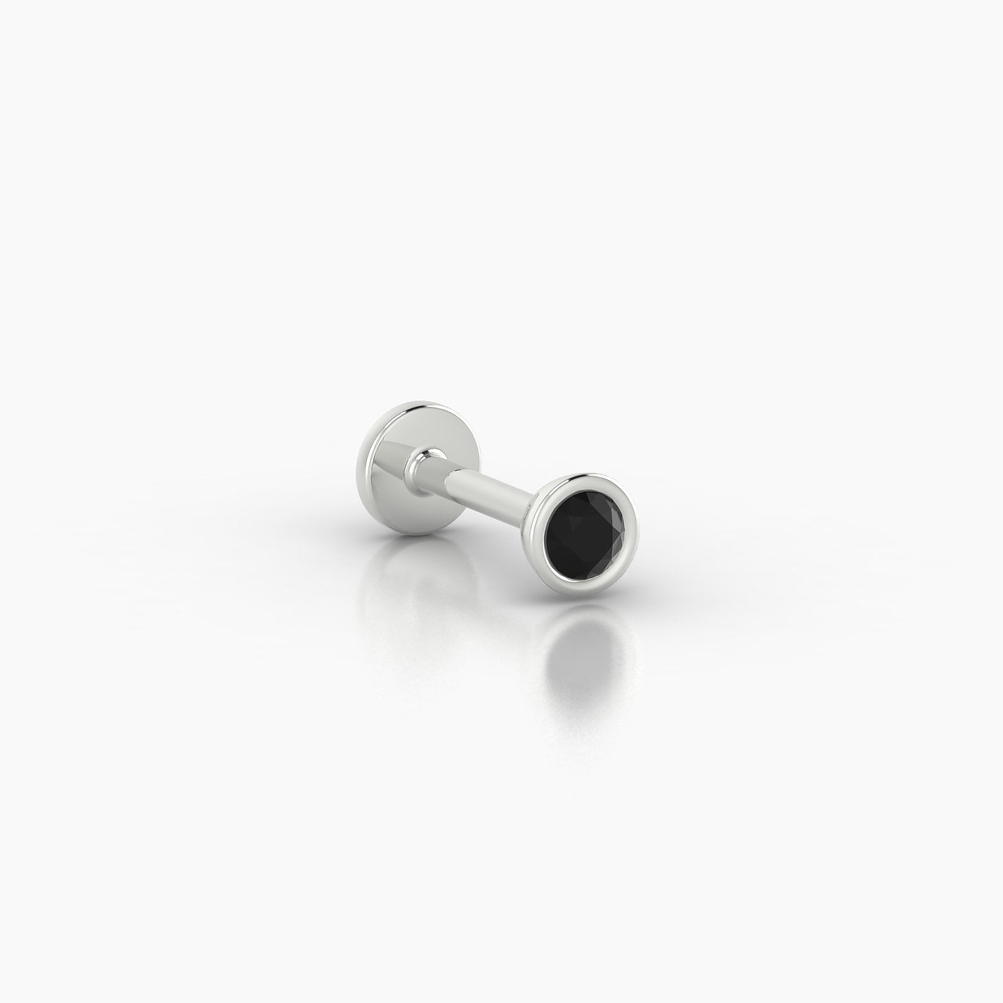 Eos | 18k White Gold 6.5 mm 3.5 mm Round Black Diamond Nostril Piercing