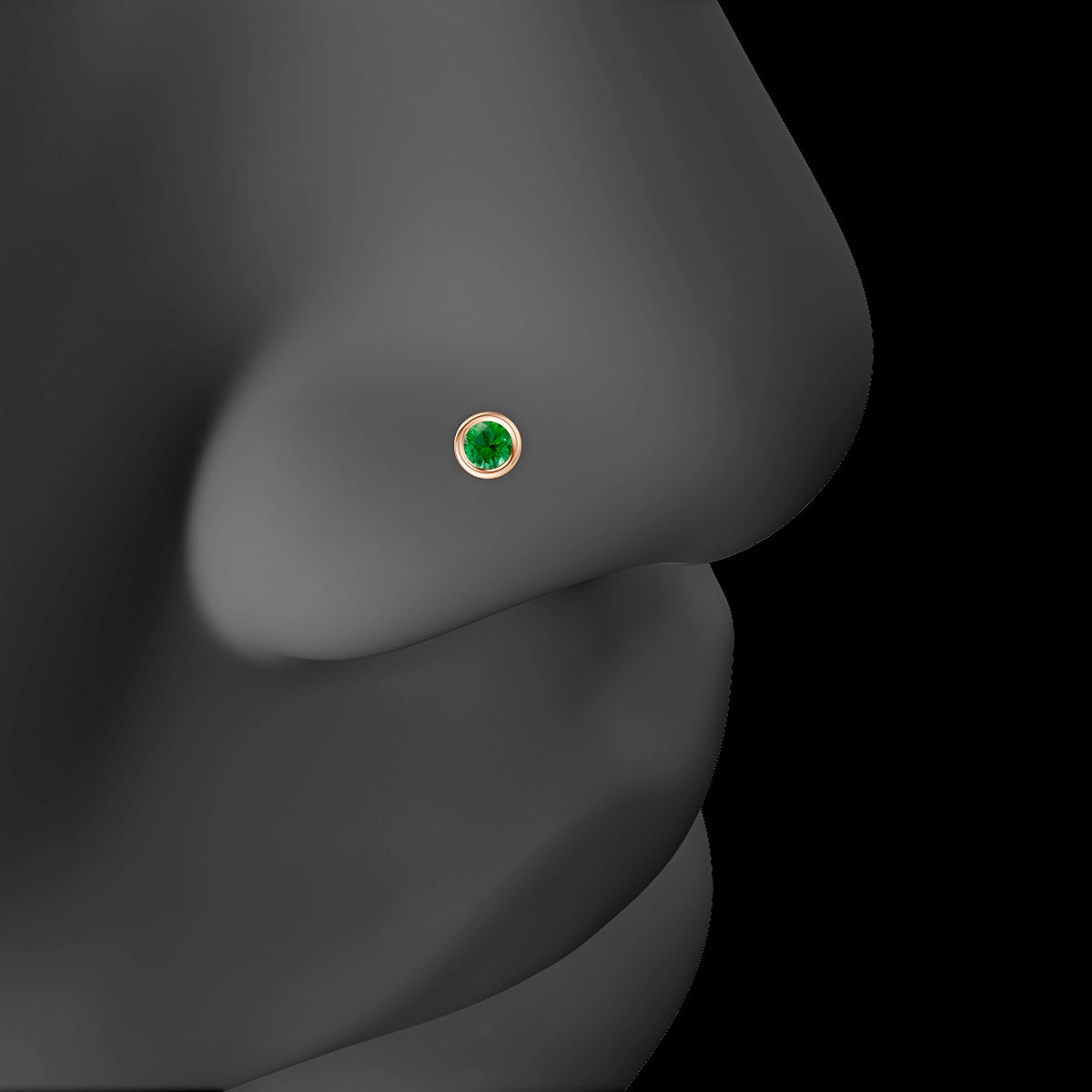 Eos | 18k Rose Gold 8 mm 3.5 mm Round Emerald Nose Piercing