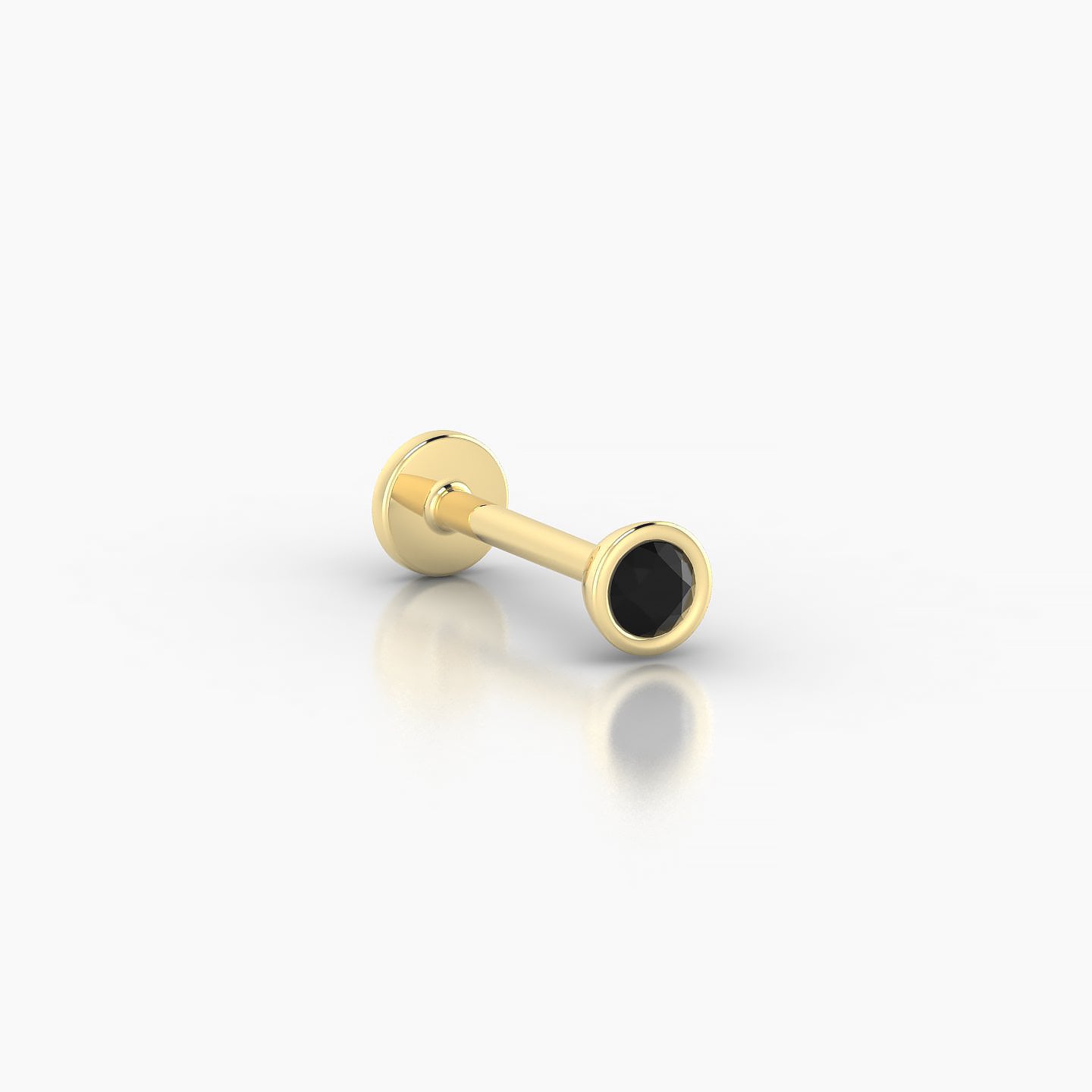 Eos | 18k Yellow Gold 8 mm 3.5 mm Round Black Diamond Nostril Piercing