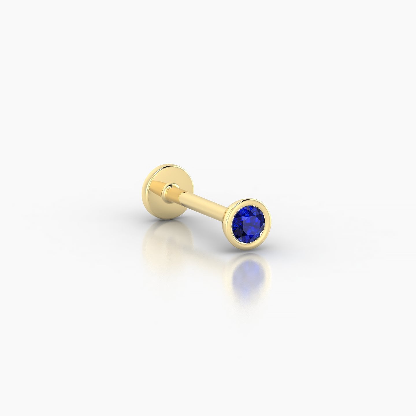 Eos | 18k Yellow Gold 8 mm 3.5 mm Round Sapphire Nostril Piercing